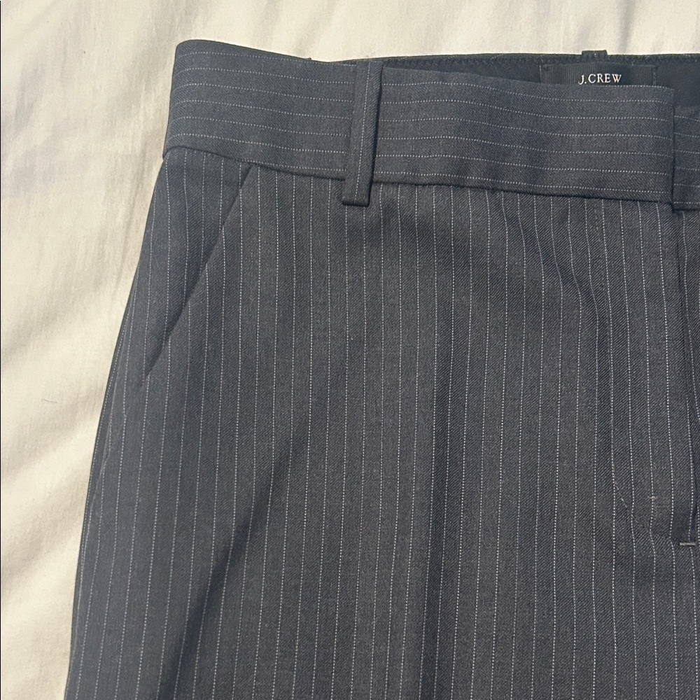J. Crew Hutton wide leg Charcoal Pinstripe Trousers- 6T - Picture 3 of 10